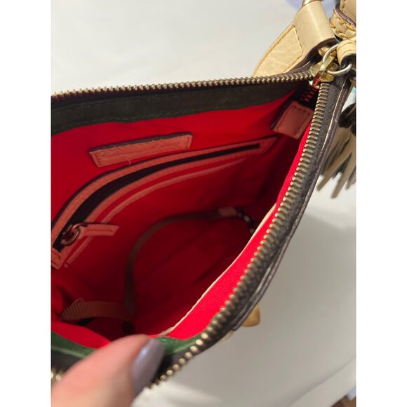 Dooney & Bourke Vintage Cream Leather Crossbody Bag With Tassel - Picture 3 of 16